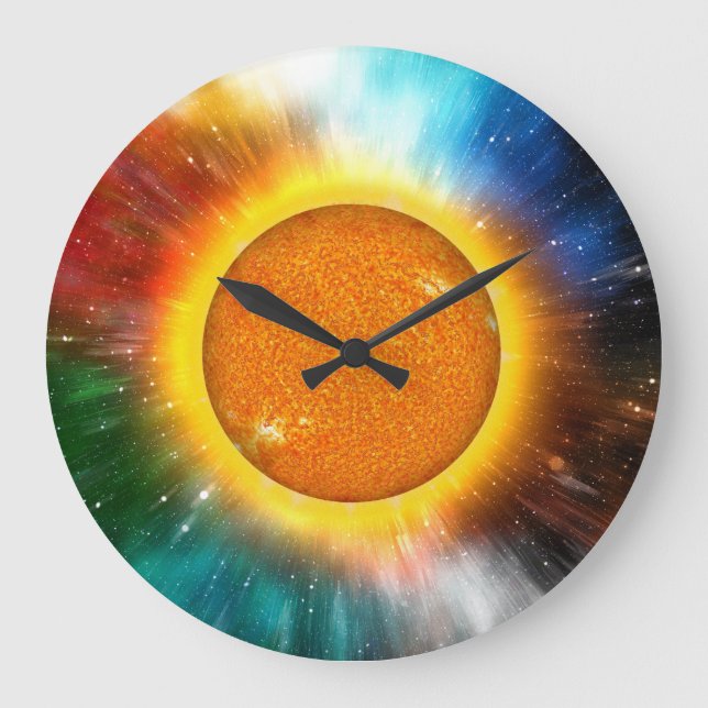 Orange Galaxy Time Blue Yellow Gold Green Red Large Clock (Front)
