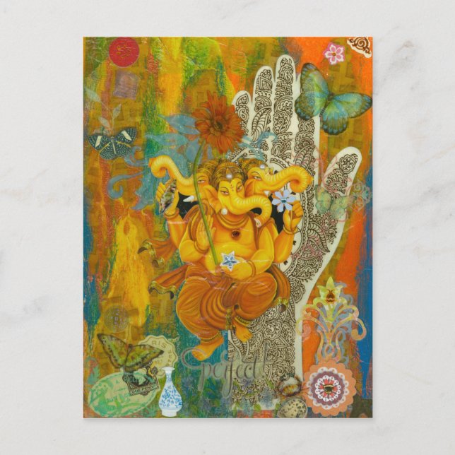 Orange Ganesha Postcard (Front)