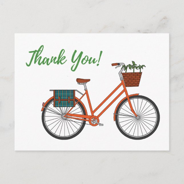 Orange Garden Bike Thank You Postcard (Front)