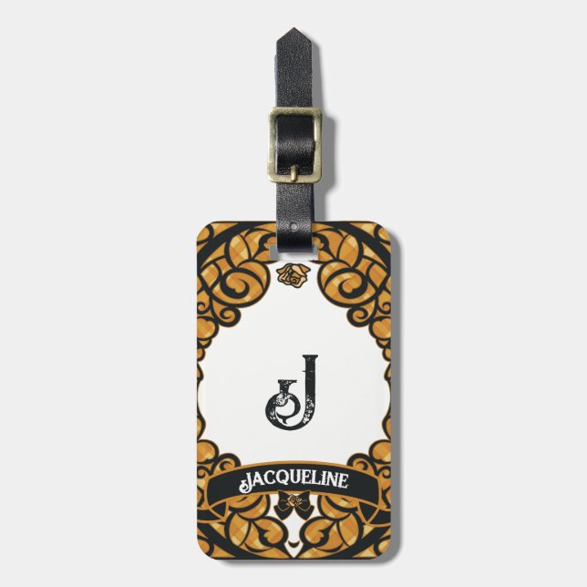 Orange Gated Rose Princess Luggage Tag (Front Vertical)
