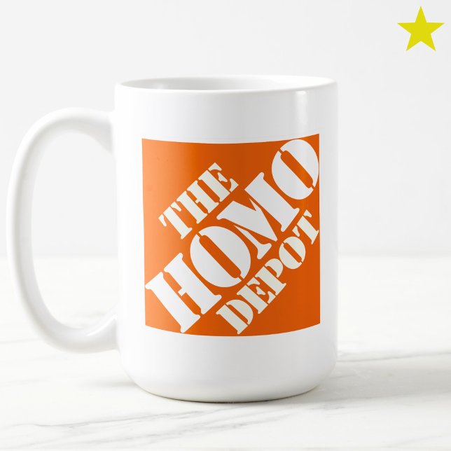 Orange Gay Homo Depot Stencil LGBTQ Funny Phrase Coffee Mug (Creator Uploaded)