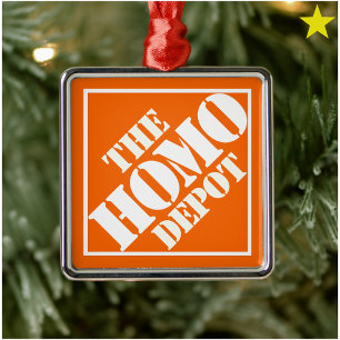 Orange Gay Homo Depot Stencil LGBTQ Funny Phrase Metal Tree Decoration