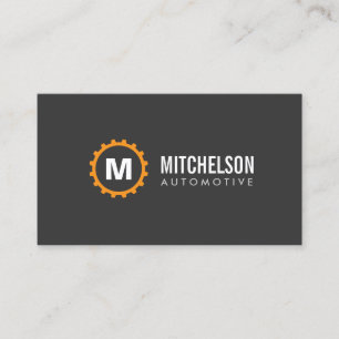 Orange Gear Initial Automotive, Repair, Mechanic Business Card
