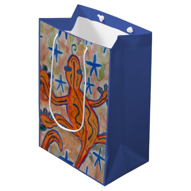 Orange Gecko Medium Gift Bag (Front Angled)