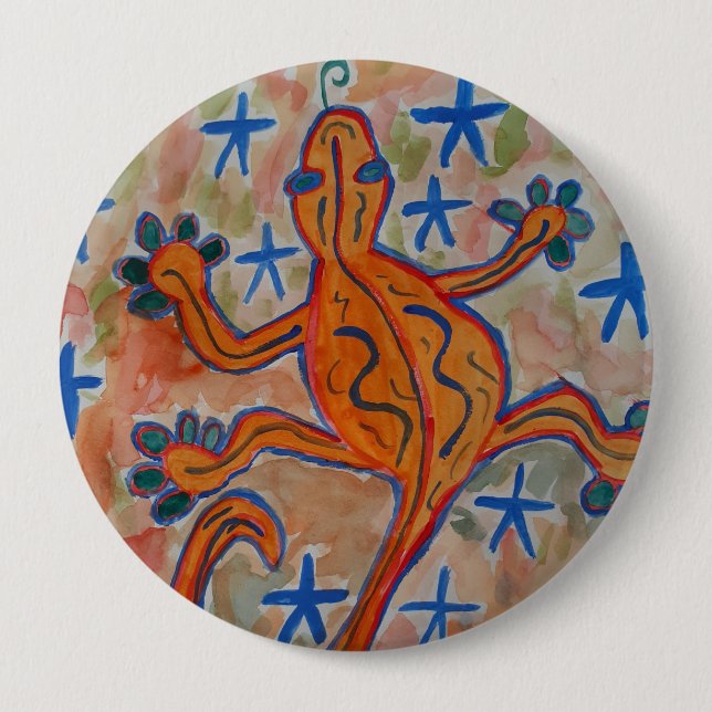Orange Gecko Round Badge (Front)