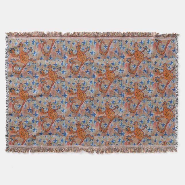 Orange Gecko  Throw Blanket (Front)