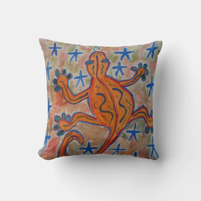 Orange Gecko Throw Cushion (Front)