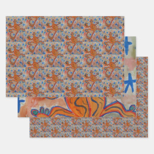 Orange Gecko  Wrapping Paper Sheet