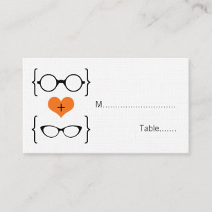 Orange Geeky Glasses Wedding Place Cards