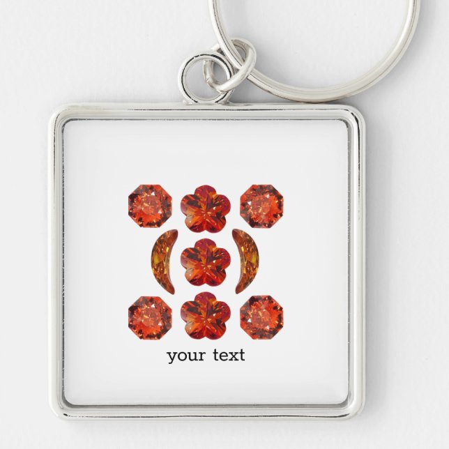 Orange Gemstone Art. Key Ring (Front)