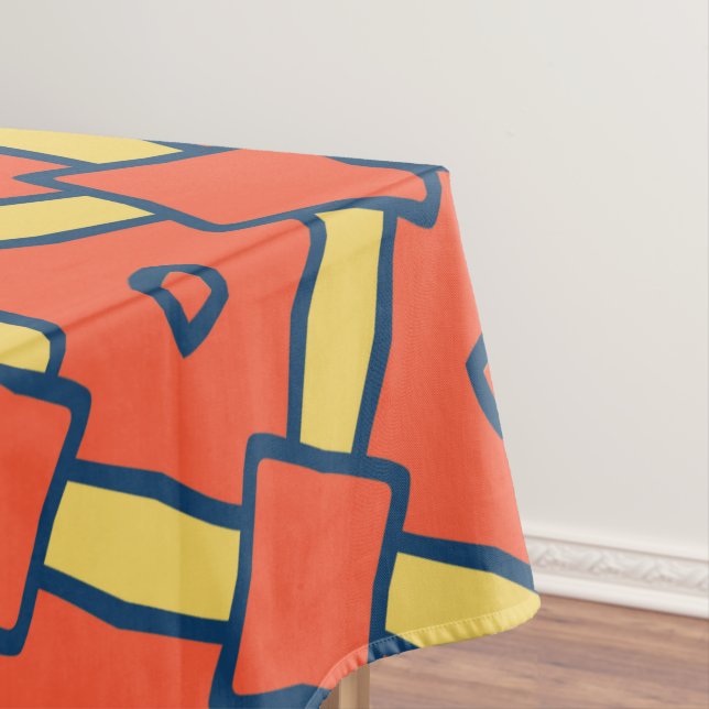 Orange Geometric Abstract Pattern Tablecloth (In Situ)