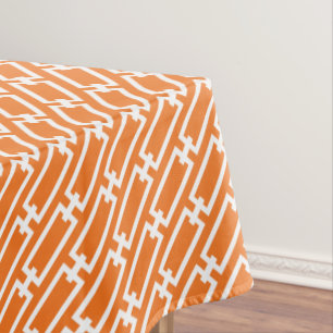 Orange Geometric Chain Links Pattern Tablecloth