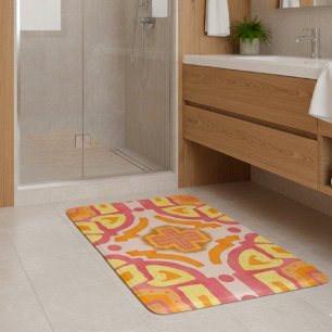 Orange Geometric Cross Style Bath Mat