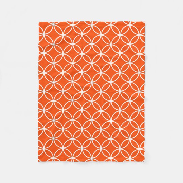 Orange Geometric Design Overlapping Circles Fleece Blanket (Front)