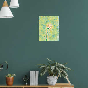 Orange Geometric Flower on Abstract Background Poster