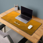 Orange Geometric Mesh Pattern monogram Desk Mat<br><div class="desc">Monogram Personalise with your custom initial and name. Unique cool desk mat for her office,  room,  work,  gaming room.. 
Orange Gradient Geometric Mesh Pattern. Subtle modern design Elegant and cool Triangle geometric meshed gradient.</div>