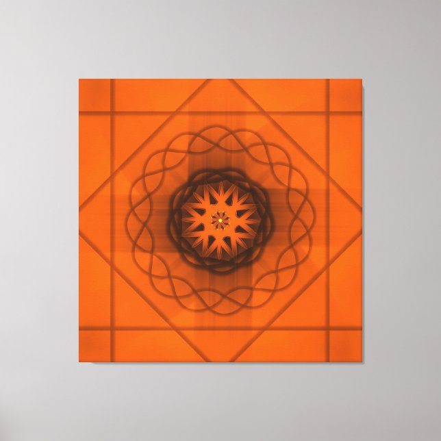 Orange Geometric Star Pattern Canvas Print (Front)