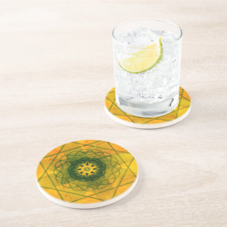 Orange Geometric Star Pattern Coaster