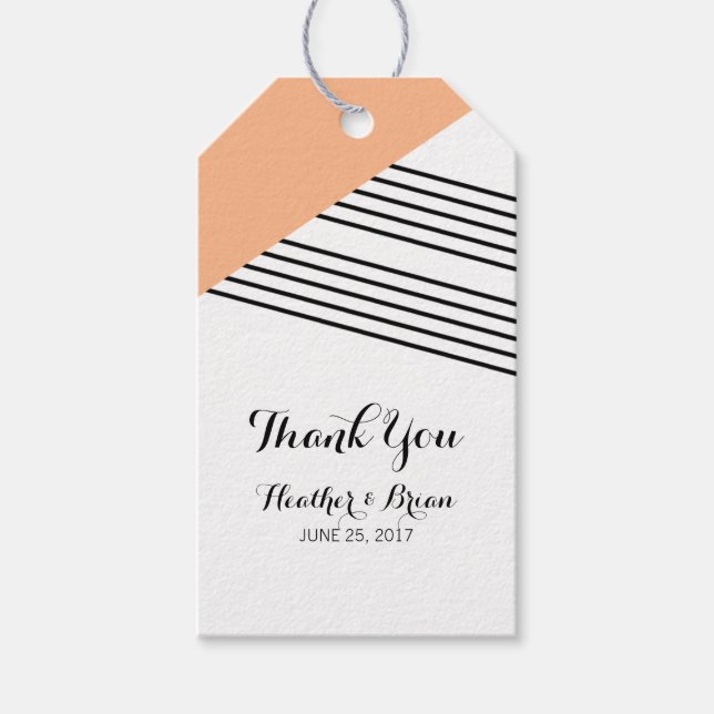 Orange Geometric Stripe Gift Tags (Front)