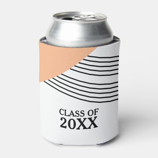 Orange Geometric Stripe Graduation Can Cooler (Can Front)