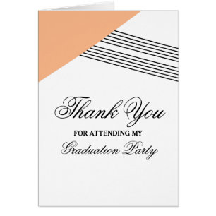 Orange Geometric Stripe Graduation Thank You Card