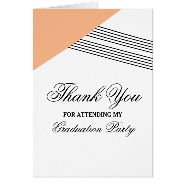 Orange Geometric Stripe Graduation Thank You Card (Front)