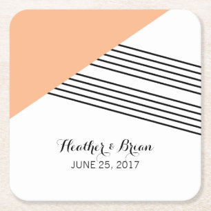 Orange Geometric Stripe Paper Coasters