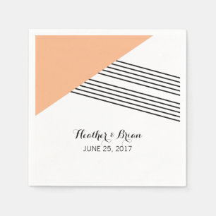 Orange Geometric Stripe Paper Napkins