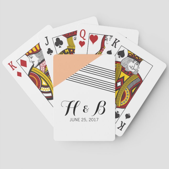 Orange Geometric Stripe Playing Cards (Back)