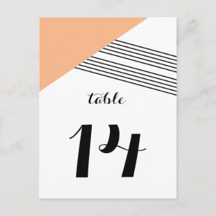 Orange Geometric Stripe Table Postcard