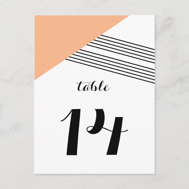 Orange Geometric Stripe Table Postcard (Front)