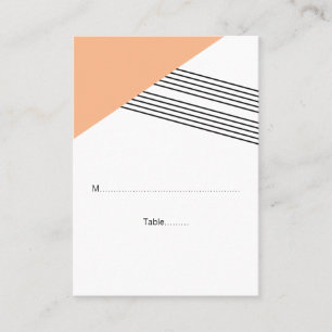 Orange Geometric Stripe Wedding Place Cards