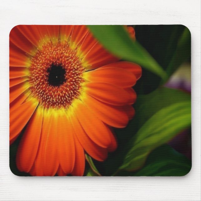 Orange Gerber Daisy Mouse Mat (Front)