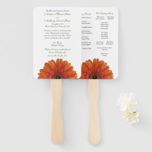 Orange Gerber Gerbera Daisy Wedding Hand Fan