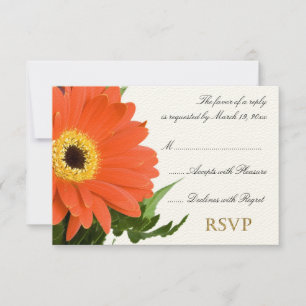Orange Gerber Wedding RSVP Card