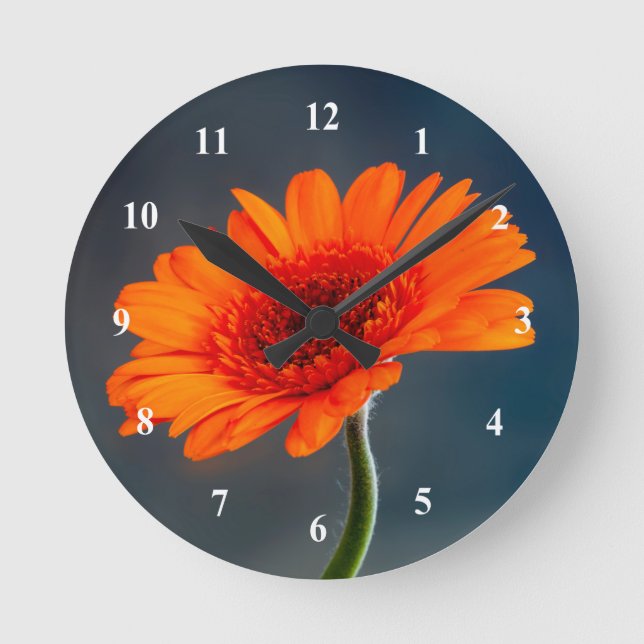 Orange Gerbera Acrylic wall clock (Front)