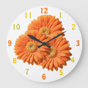 Orange Gerbera Daisies Clock