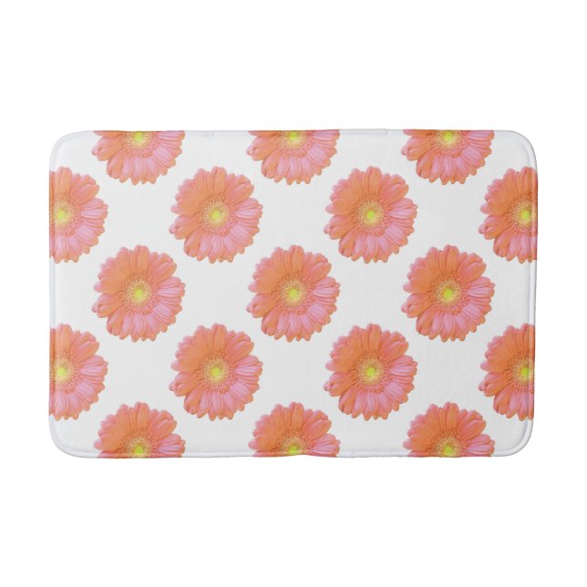 Orange gerbera daisy bath mat (Front)