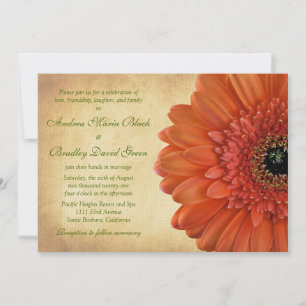 Orange Gerbera Daisy Fall Wedding Invitation