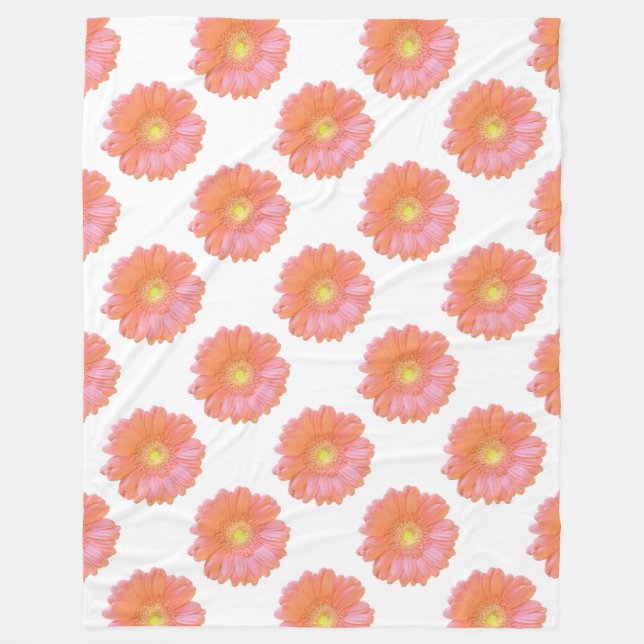 Orange gerbera daisy fleece blanket (Front)