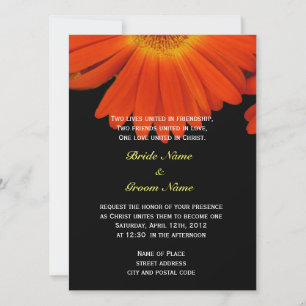 Orange gerbera daisy flower Christian wedding Invitation
