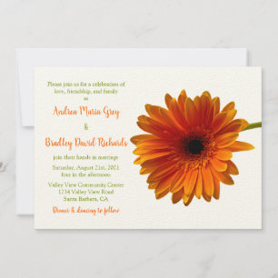 Orange Gerbera Daisy Flower Wedding Invitation