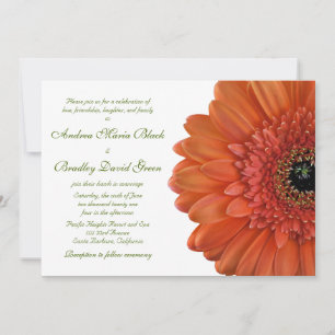 Orange Gerbera Daisy Flower Wedding Invitation