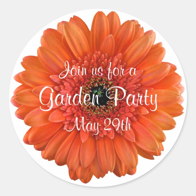 Orange Gerbera Daisy Garden Party Envelope Seal (Front)