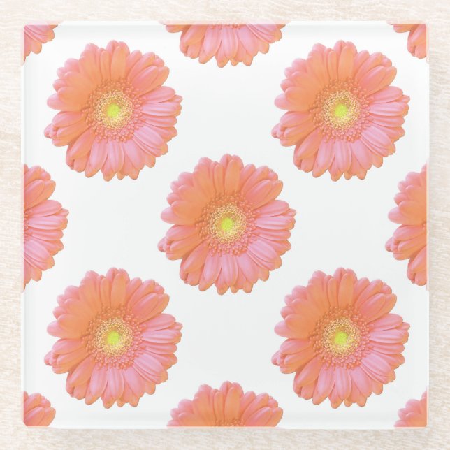Orange gerbera daisy glass coaster (Front)