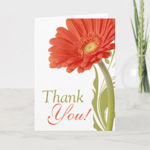 Orange Gerbera Daisy Thank You Card Blank Inside