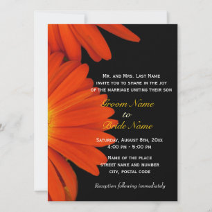 Orange gerbera daisy wedding invitation