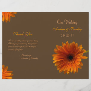 Orange Gerbera Daisy Wedding Program