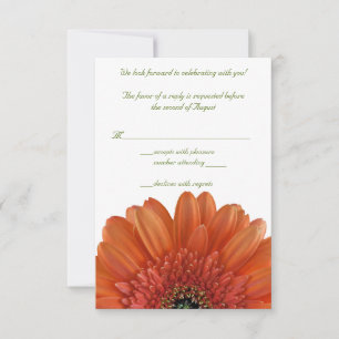 Orange Gerbera Daisy Wedding Reply RSVP Card
