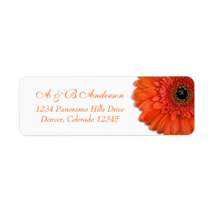 Orange Gerbera Daisy Wedding Return Address Label